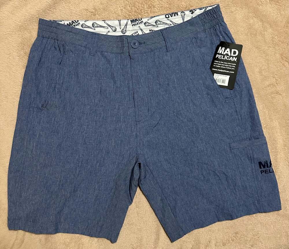 NWT - Mad Pelican Men's Blue Heather Hybrid Performance Shorts Size L